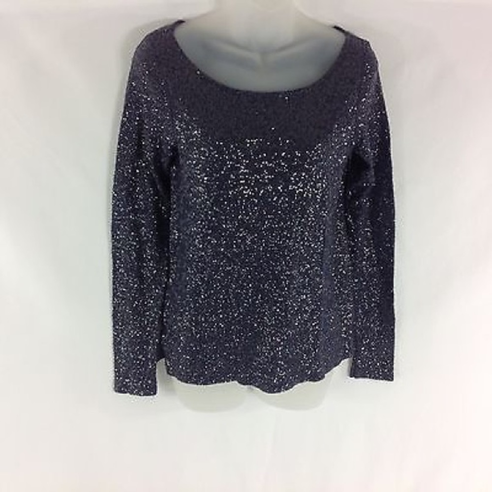 J Crew Women's Top Size S Sequined Blue LongSleeve
